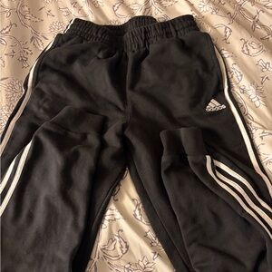 Adidas Kids Black Joggers with White Stripes